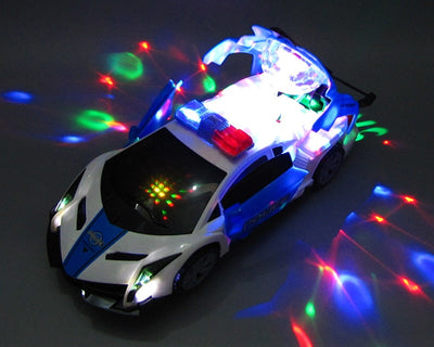 FunBot - Electric LED Police Car 360 Rotation Deformation Toy