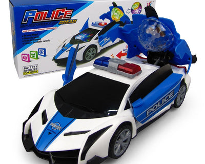 FunBot - Electric LED Police Car 360 Rotation Deformation Toy